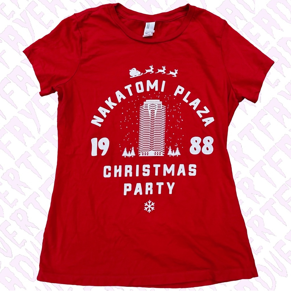 Die Hard Christmas T-Shirt Nakatomi Plaza Tower 80s Bruce Willis Movie Tee XS 🌷